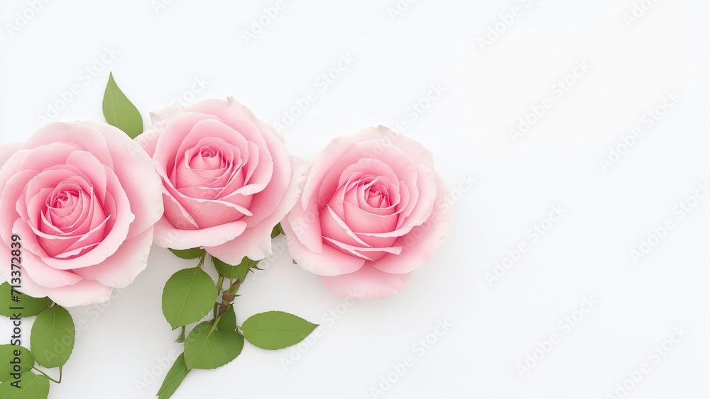 Beautiful Rose flowers on white surface Beautiful Rose flowers on white surface