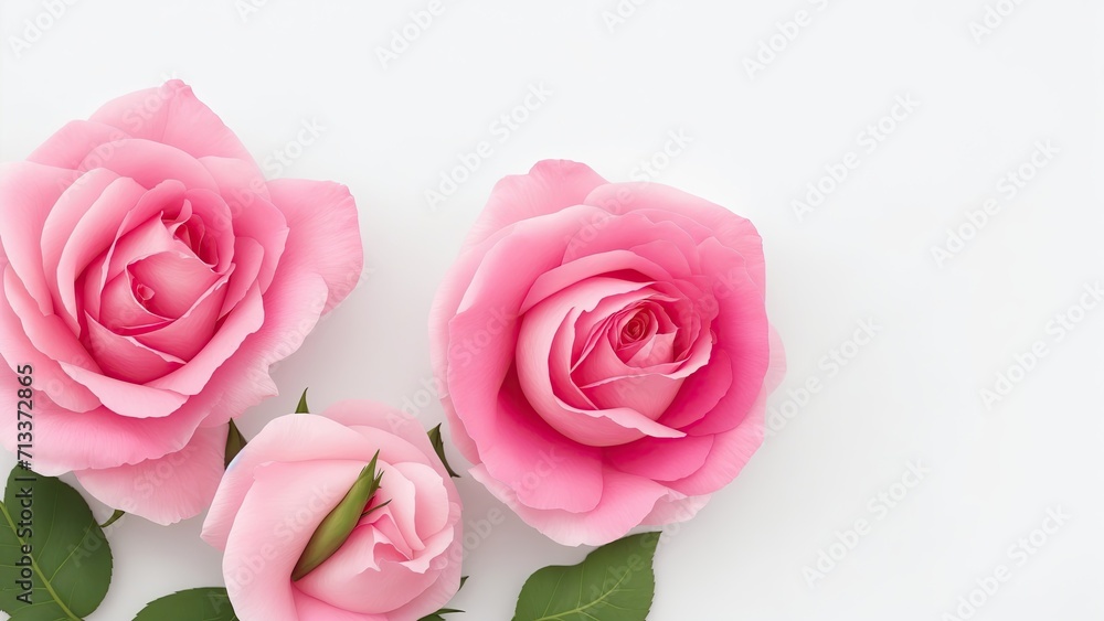 Beautiful Rose flowers on white surface Beautiful Rose flowers on white surface