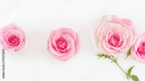 Beautiful Rose flowers on white surface