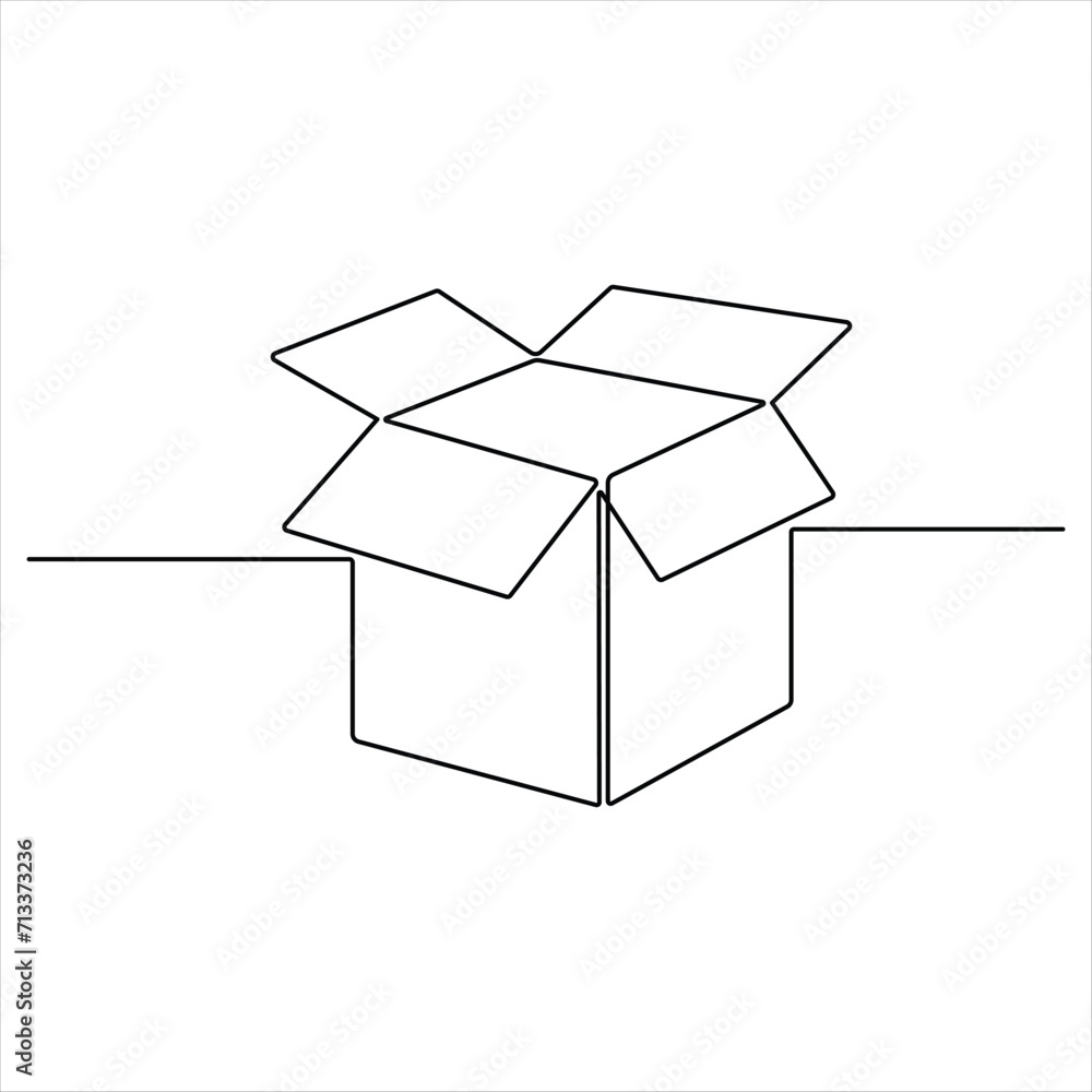 Continuous one line art drawing open box outline vector art minimalist design Continuous one line art drawing open box outline vector art minimalist design