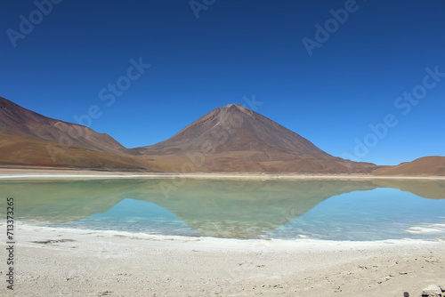 Laguna Verde and Licancabur Volcano on the background, Bolivian Altiplano.