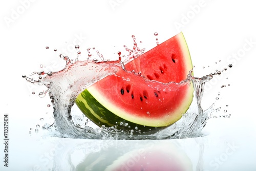 watermelon splashing with clear water isolated on white background