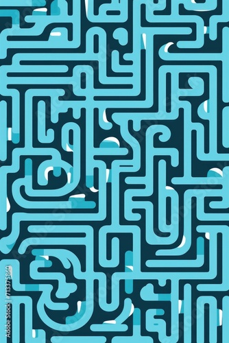 Random maze generator in the style of Jordn Grimmer, flat vector, sky blue and gray