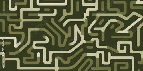 Random maze generator in the style of Jordn Grimmer, flat vector, olive and gray 