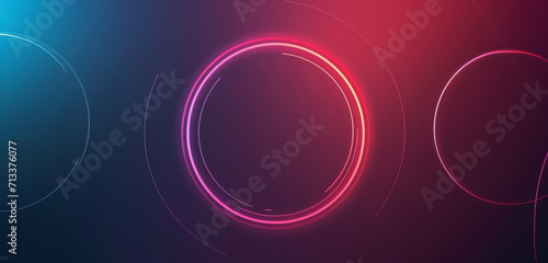 Neon rings glowing against a dark abstract backdrop.