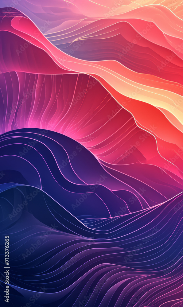Soothing purple to red gradient waves flowing in a seamless design. Soothing purple to red gradient waves flowing in a seamless design.