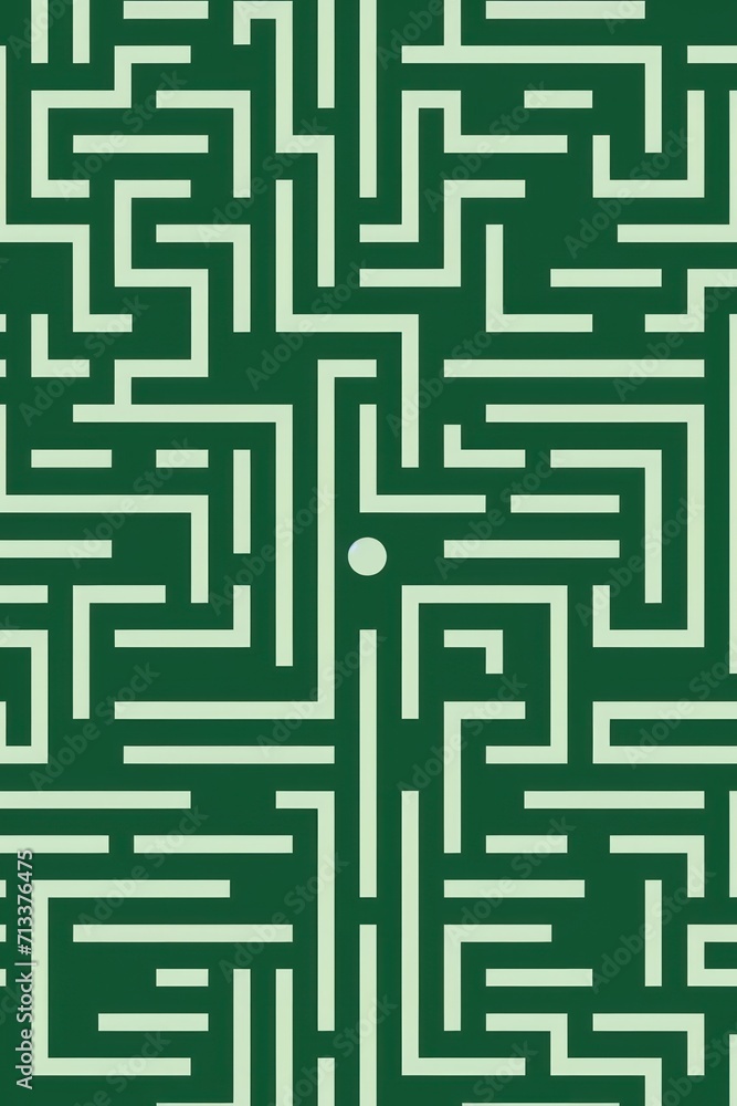 Random maze generator in the style of Jordn Grimmer, flat vector, forest green and gray
