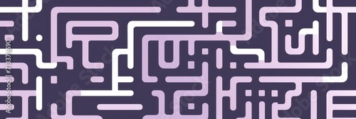 Random maze generator in the style of Jordn Grimmer, flat vector, orchid and gray