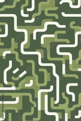 Random maze generator in the style of Jordn Grimmer, flat vector, moss green and gray 