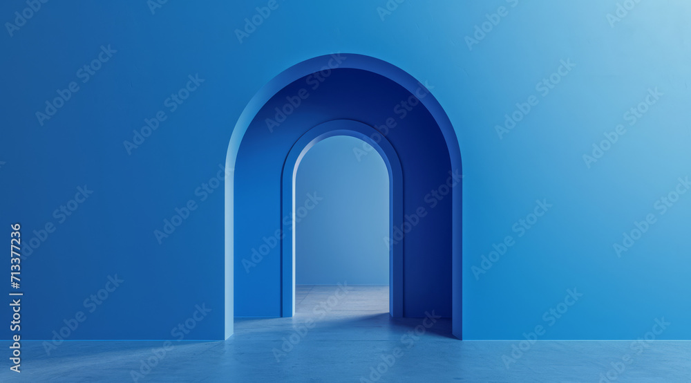 A futuristic archway background, framed by blue walls. A futuristic archway background, framed by blue walls.