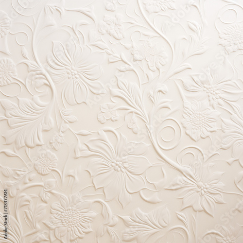 Elegant white floral bas-relief wall panel with three-dimensional flower design.