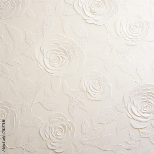 Elegant white floral bas-relief wall panel with three-dimensional flower design.