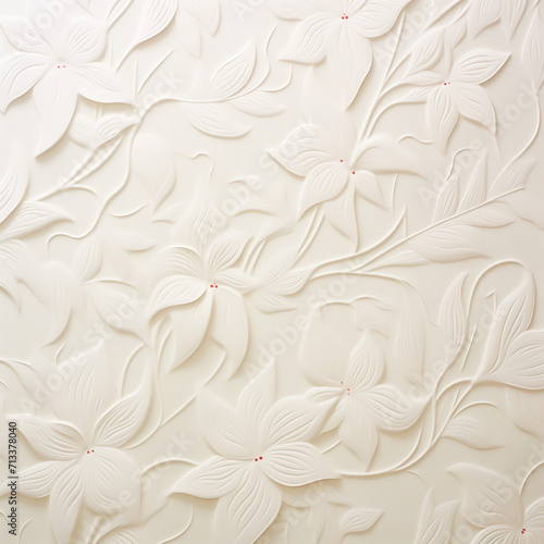 Elegant white floral bas-relief wall panel with three-dimensional flower design.