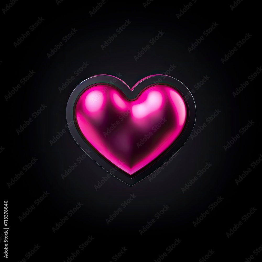 A 3D Instagram heart emoji with a black background, featuring a pink heart symbol. The emoji is hiper-realistic and hiper-detailed, making it visually captivating with generative ai