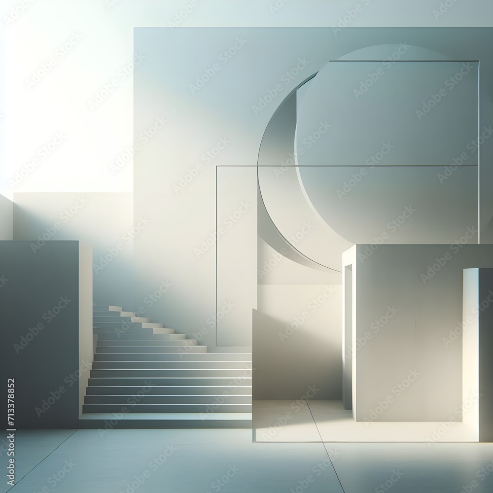 beauty of simplicity with a minimalistic abstract wallpaper that highlights the clean lines and geometric shapes of modernist architecture, using a prime lens and a muted
