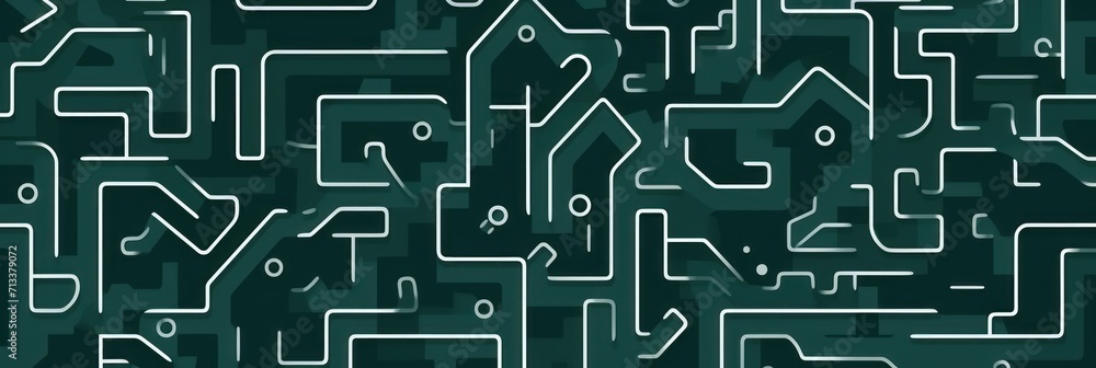 Random maze generator in the style of Jordn Grimmer, flat vector, forest green and gray