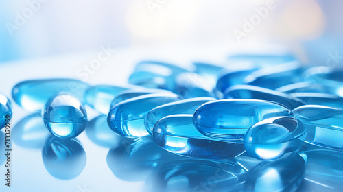 Soft gelatin capsules of blue color containing vitamins or oil