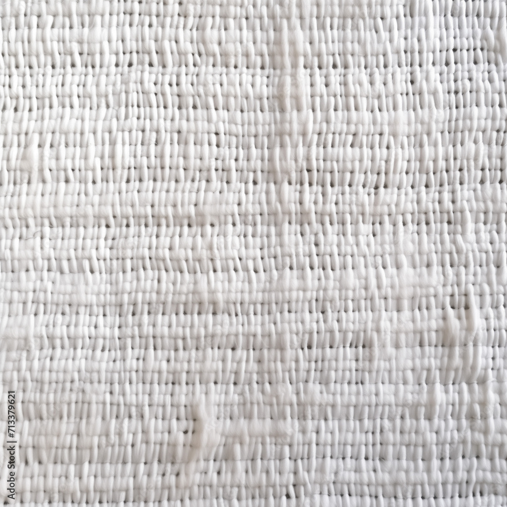 Close-up of textured white woven fabric with irregular raised patterns