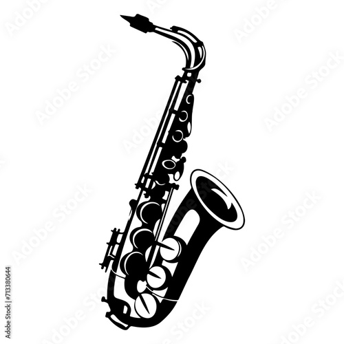 Saxophone black silhouette logo svg vector, Saxophone icon illustration.