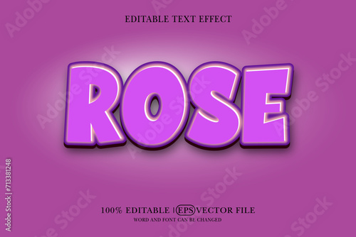 Text effect with editable Rose 3D style