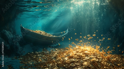 gold under ocean
 photo