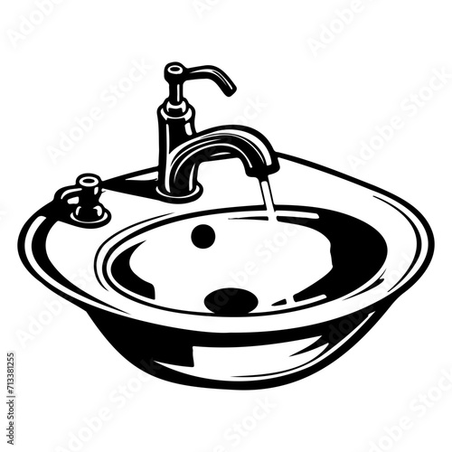 sink icon illustration, sink black silhouette logo svg vector