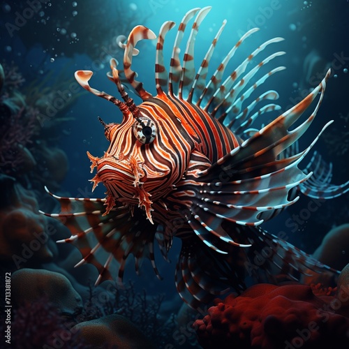 Very dangerous poisonous lionfish image Generative AI © MiltonKumar