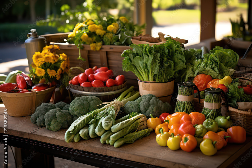 Fresh and Vibrant: A Colorful Harvest Basket of Organic Vegetables for a Healthy and Nutritious Diet