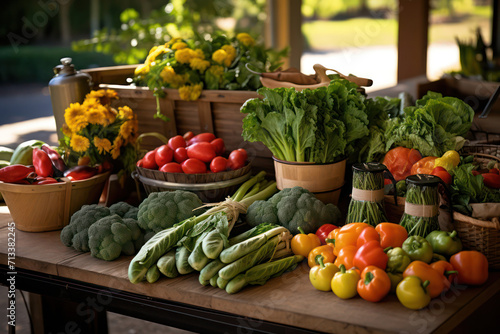 Fresh and Vibrant  A Colorful Harvest Basket of Organic Vegetables for a Healthy and Nutritious Diet