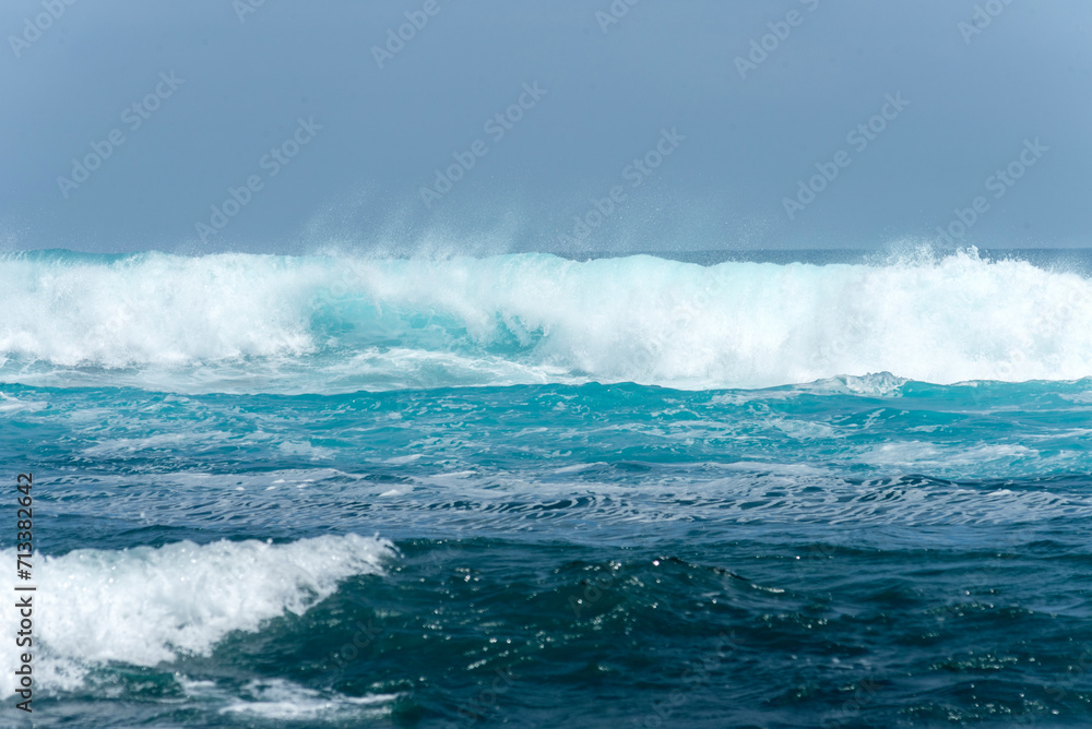 beach landscape with the sea and waves and cliffs of the coasts of the Galapagos Islands in the Pacific Ocean with blue and green water and volcanic rocks beach landscape with the sea and waves and cliffs of the coasts of the Galapagos Islands in the Pacific Ocean with blue and green water and volcanic rocks