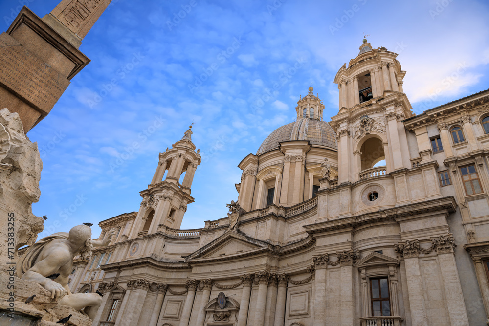 Facade of Sant'Agnese in Agone, Baroque church in Navona Square at Rome, Italy. Facade of Sant'Agnese in Agone, Baroque church in Navona Square at Rome, Italy.