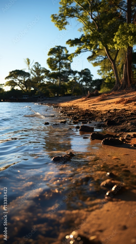 Obraz premium The shallow water on the beachbacklit UHD wallpaper