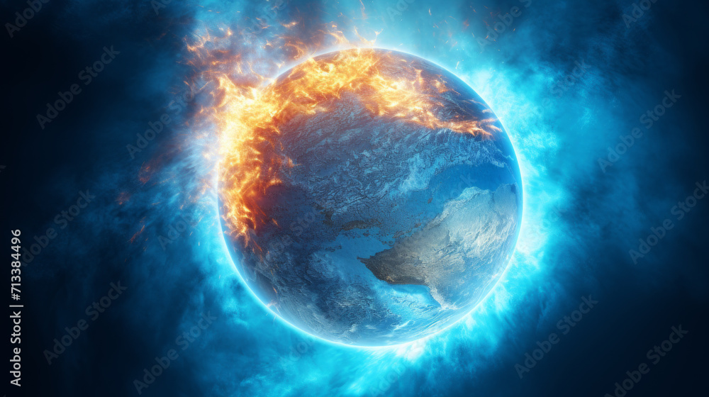 climate change brings heat and fire to planet earth. - obrazy, fototapety, plakaty 