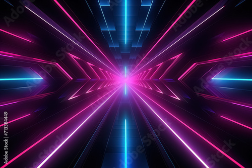 Abstract background with glowing neon lines. Generative Ai