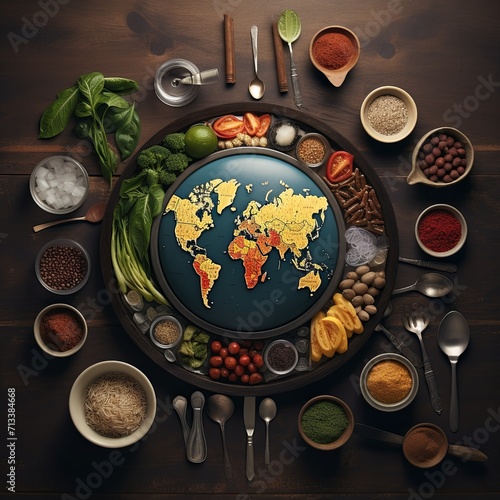 A plate with a map of the world on it