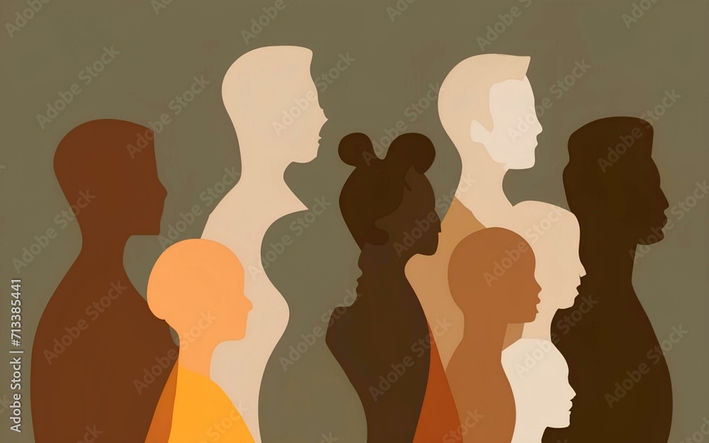 Illustration group of people in urban city in vector graphic 2D, Animation diversity concept in different color human character