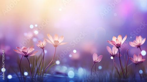 Purple flowers with bokeh effect. Abstract nature background © Liliya