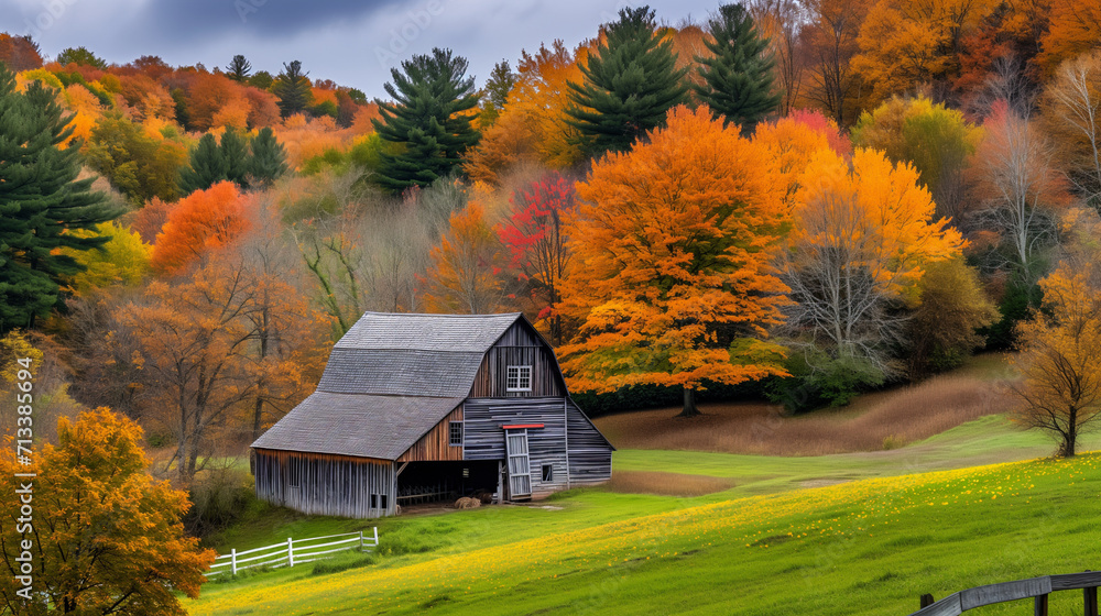house in autumn forest house in autumn forest