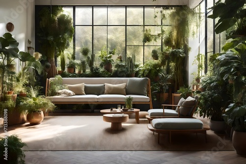 an ultra-realistic and detailed image of an indoor garden sitting space