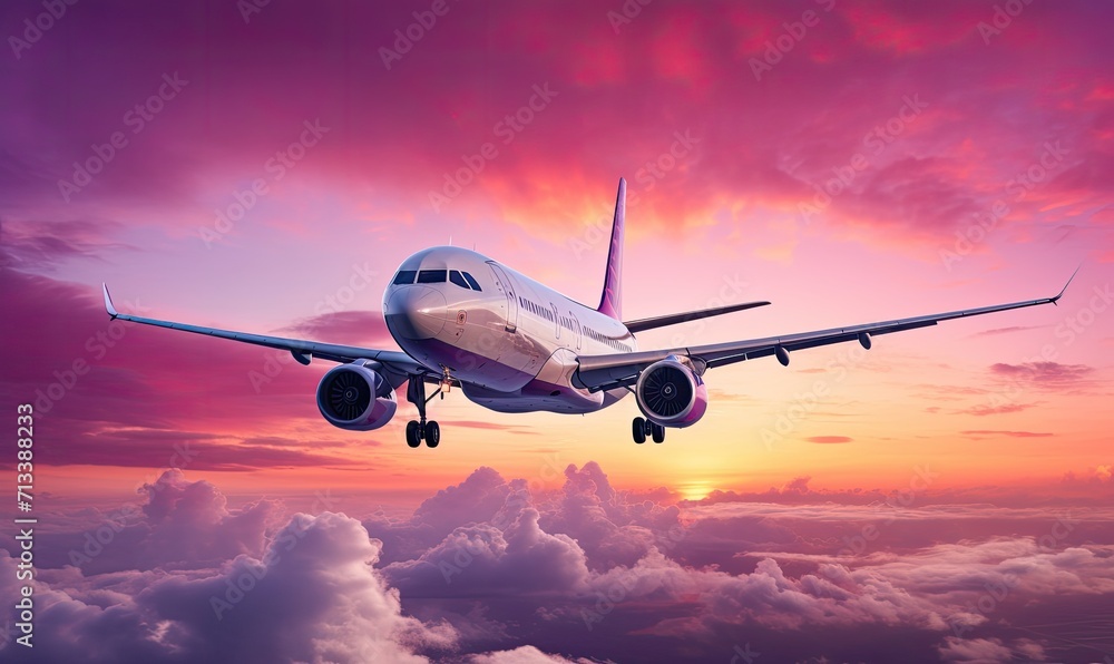 An Airplane Soaring Above the Fluffy, Majestic Clouds in the Vast Blue Sky