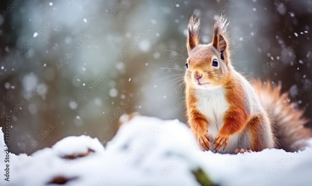 A Majestic Red Squirrel Braving the Winter Wonderland A Majestic Red Squirrel Braving the Winter Wonderland