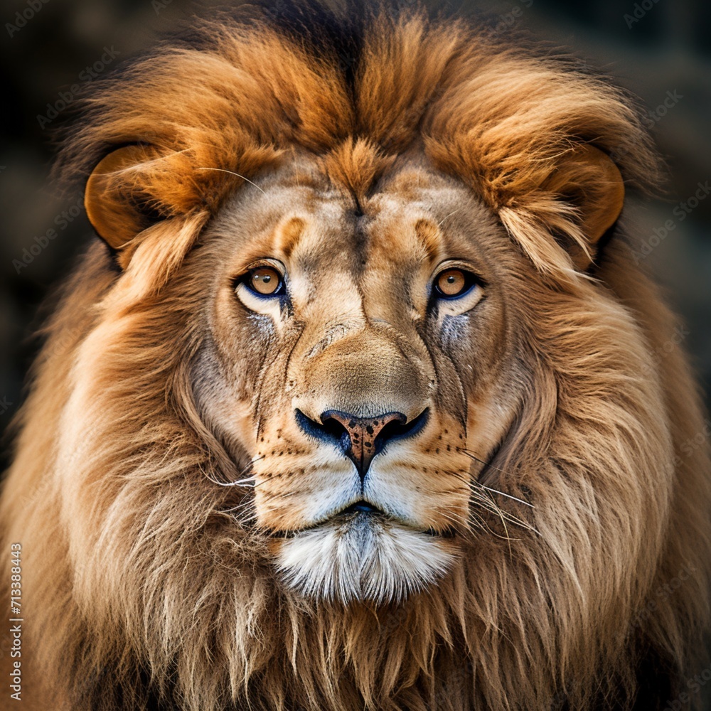 Saffron ala lion seated facing forward image Generative AI Saffron ala lion seated facing forward image Generative AI