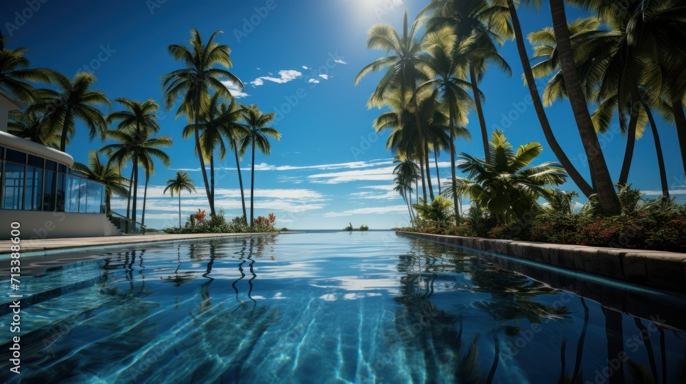The view of the swimming pool UHD wallpaper