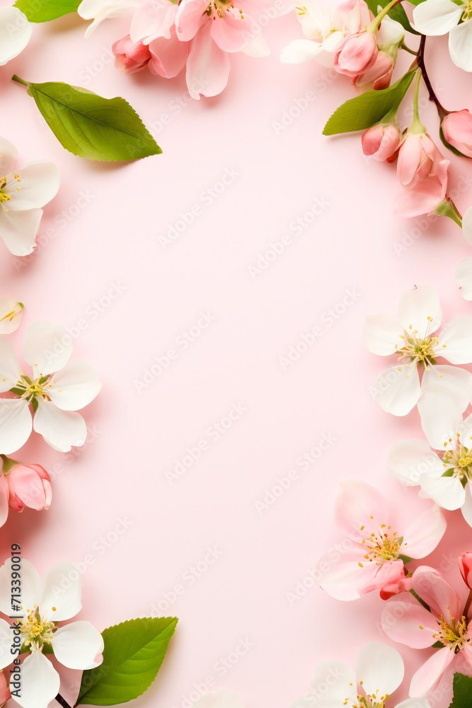 A frame of apple blossom with copyspace