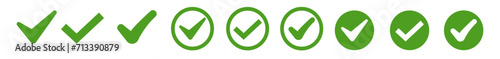 Green check mark icon set. Approved checkmark symbols collection. Vector Illustration.