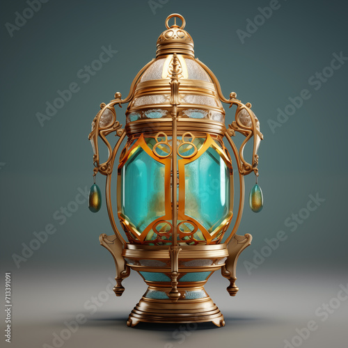 Ramadan Glitter: Eid Mubarak Lantern in Islamic Elements (ID: 713391091)