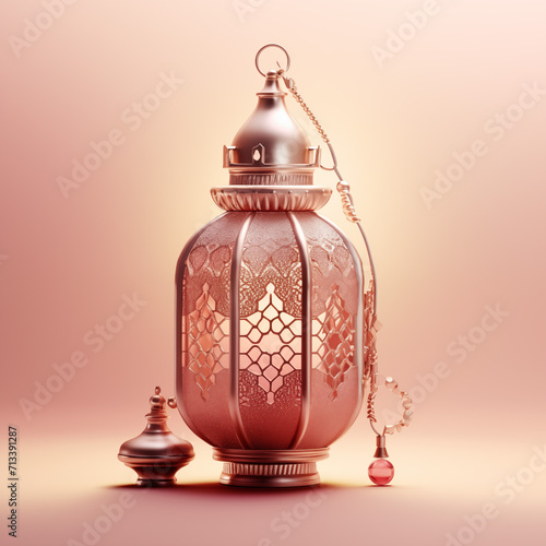 Ramadan Illumination: Eid Mubarak Lantern in Islamic Elements (ID: 713391287)