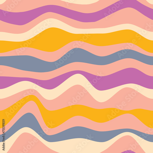 Wavy stripe pattern in girly bright colours. seamless vector print set. fun retro stripes. For girls teens swimwear and fashion © Daisy