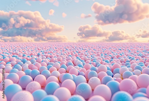 A background with an abstract representation of childhood featuring plastic balls in a ball pool. photo