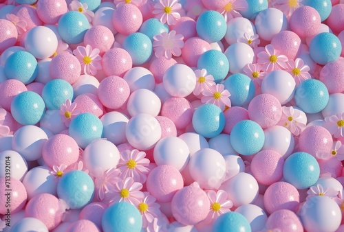 A background with an abstract representation of childhood featuring plastic balls in a ball pool.